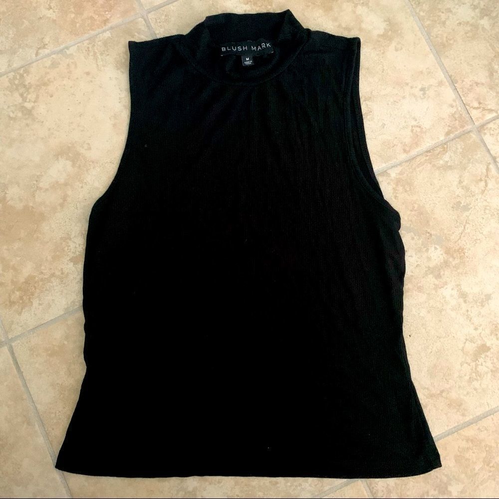 Blush Mark | High Neck Sleeveless Rayon Spandex Top | Black | M